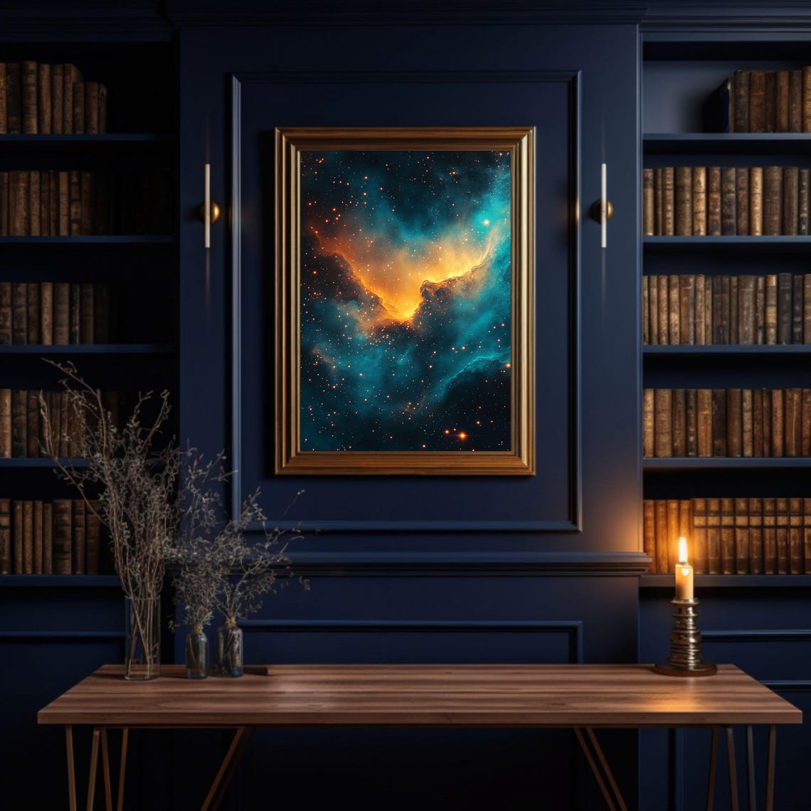 Teal and Orange Nebula Galaxy Stars Cosmic Deep Space Poster - Image 3