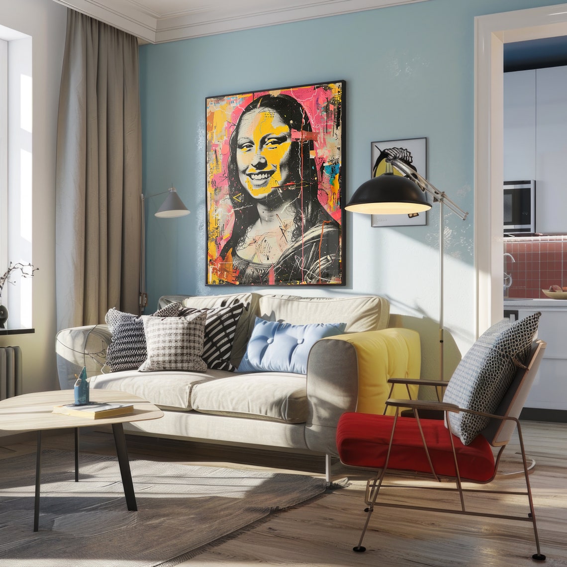 Happy Mona Lisa Smiling Street Art Graffiti Pop Portrait Poster - Image 2
