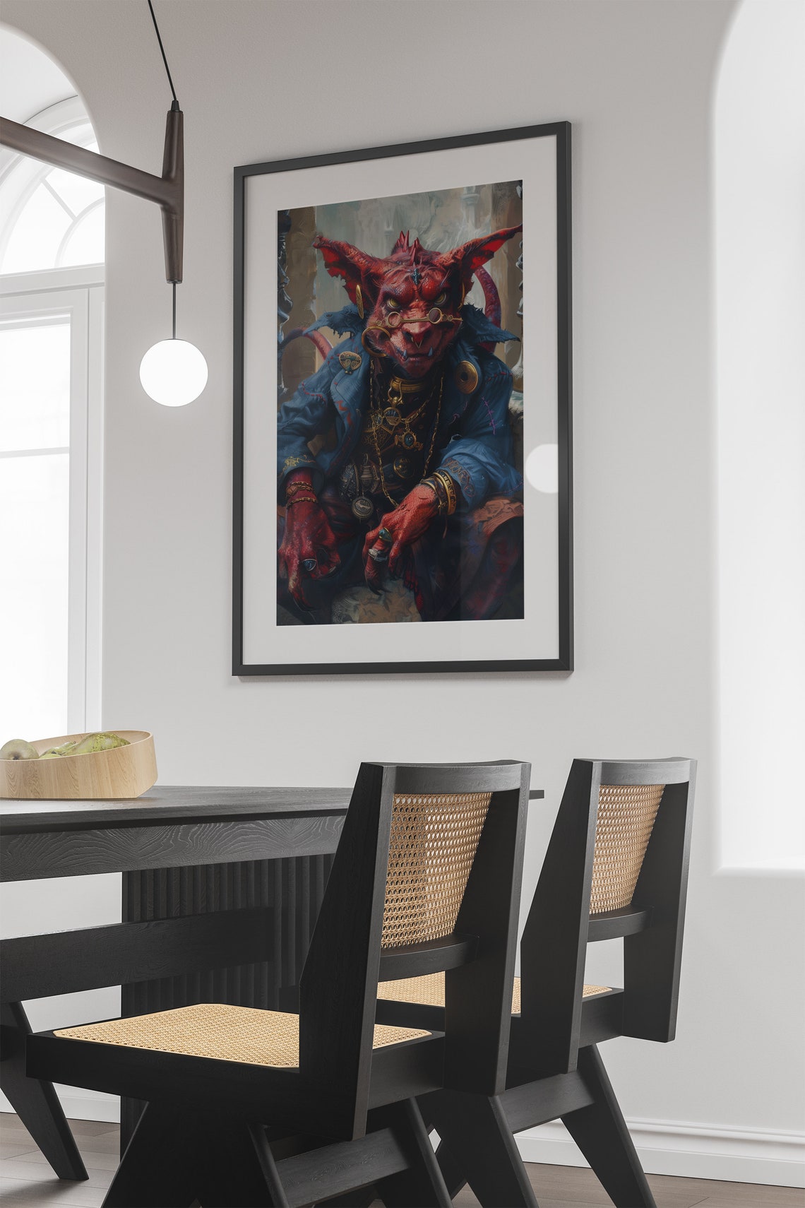Red Goblin Portrait Blue Coat Gold Spectacles Fantasy Art Poster - Image 3