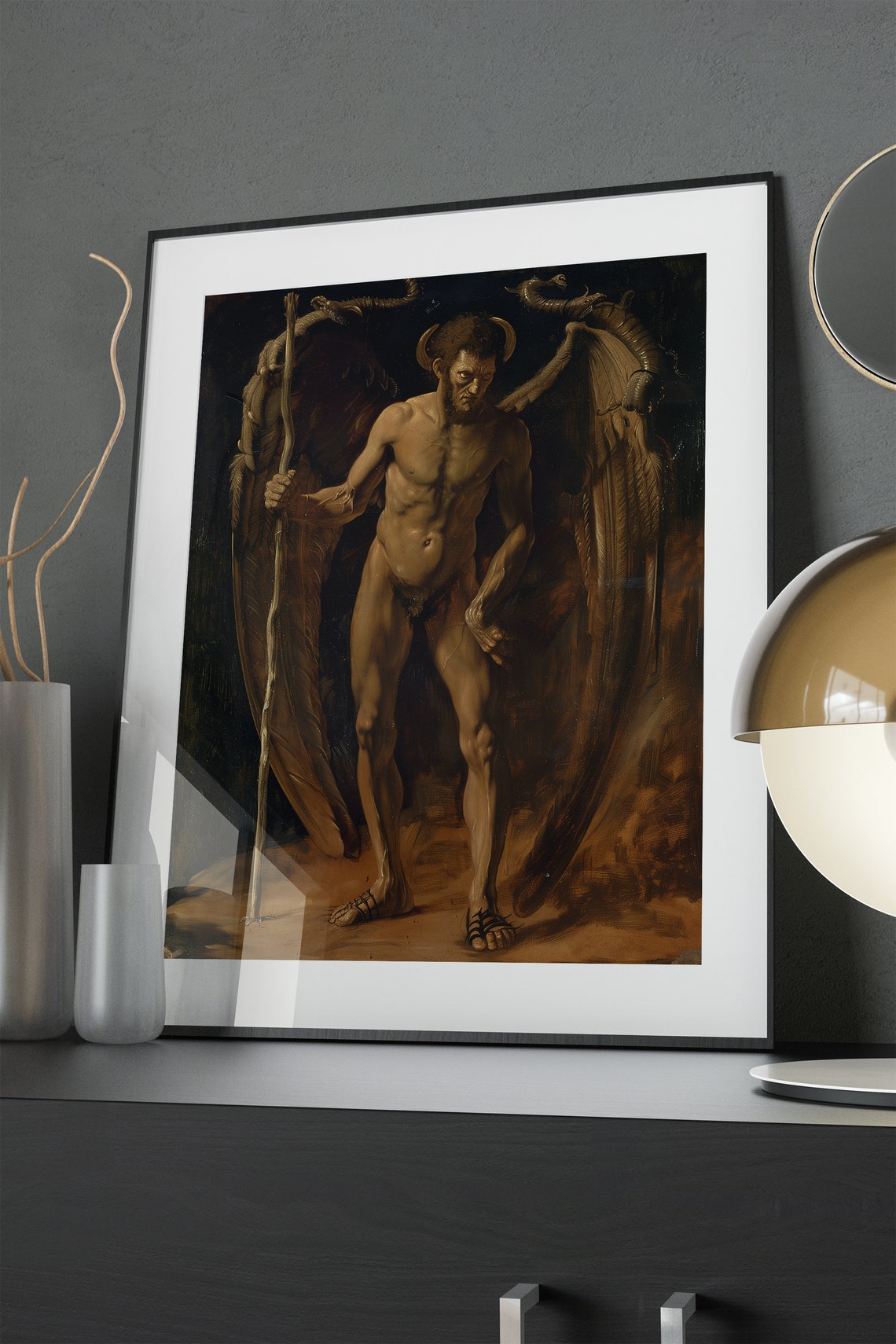 Lucifer Horned Winged Demon Vintage Baroque Style Art Poster - Image 4