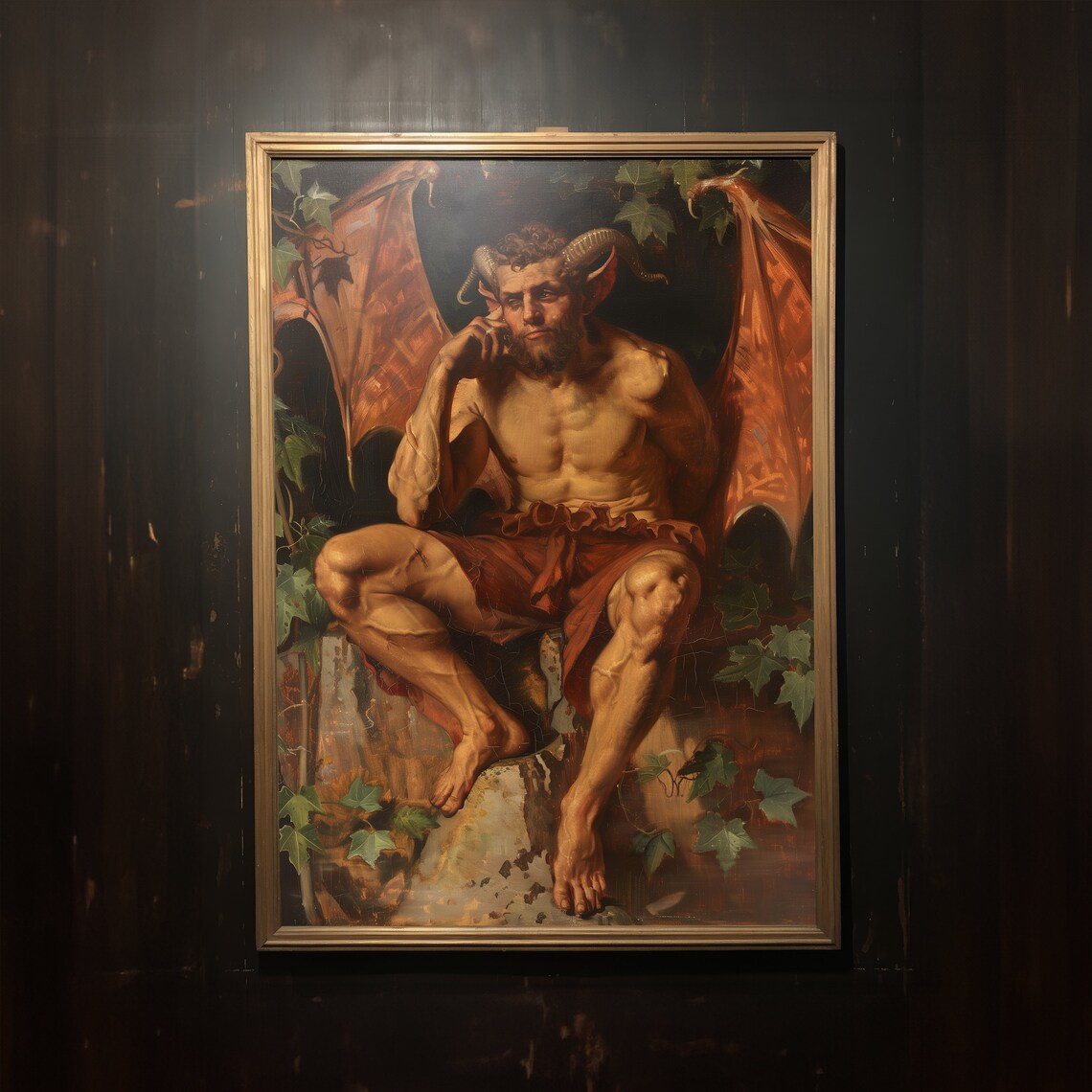 Lucifer Horned Devil Victorian Oil Painting Moody Dark Fantasy Portrait Poster - Image 3