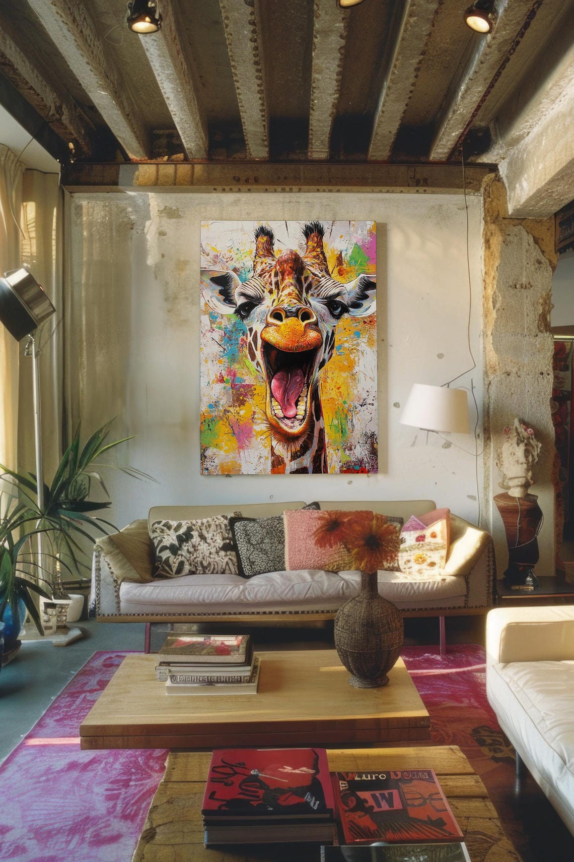 Whimsical Giraffe Poster Print Wall Art Funky Animal Portrait Trendy Modern Pop Art Maximalist Aesthetic Art - Image 4
