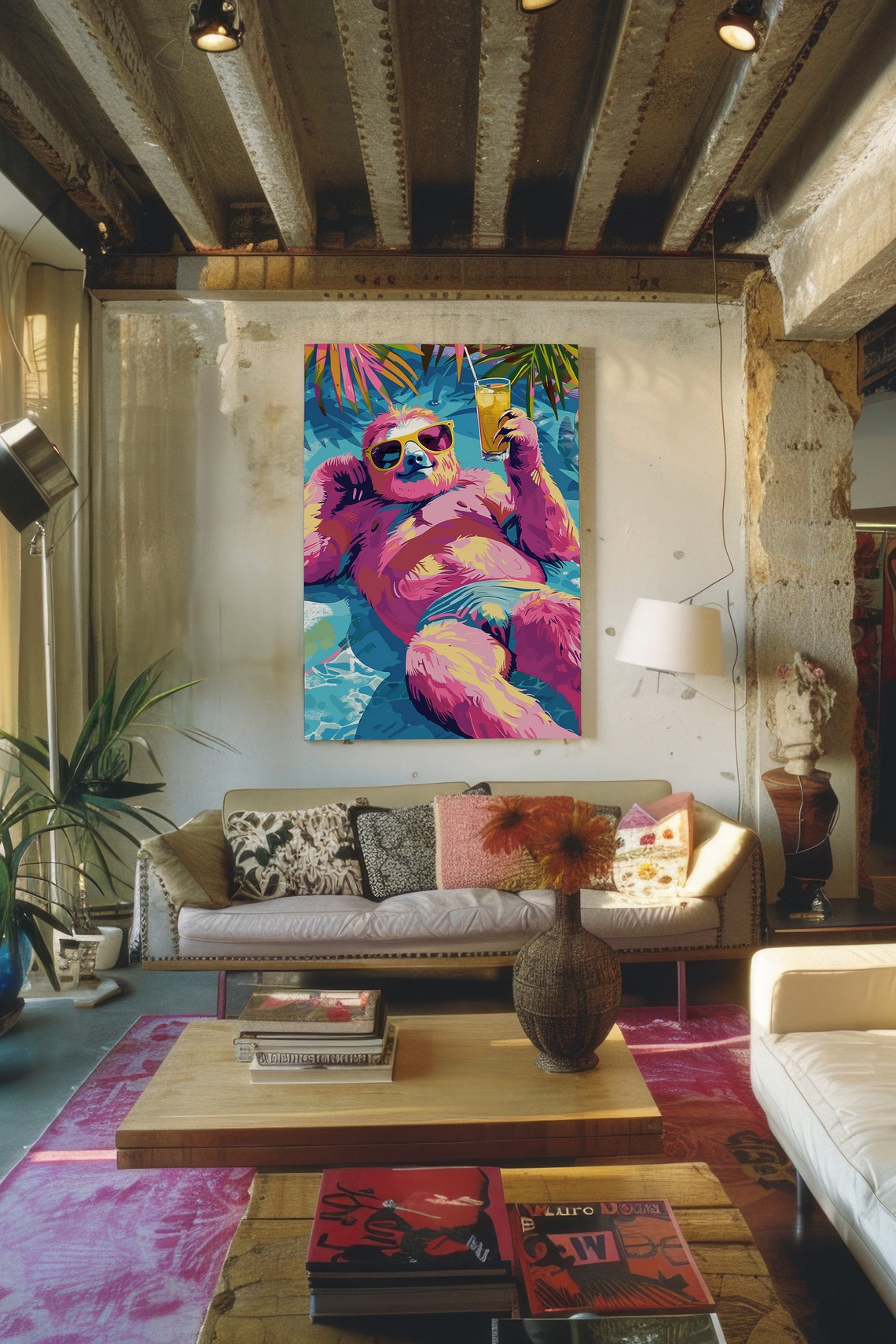 Papa Sloth Pop Art Poster Print Wall Art Funny Fathers Day Gift Dad Retirement Gift Maximalist Home Decor - Image 4