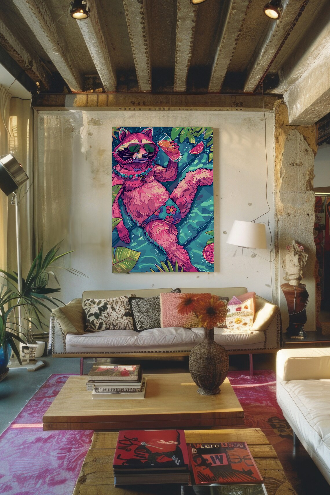 Drunk Racoon Whimsical Vacation Home Art Print - Image 4
