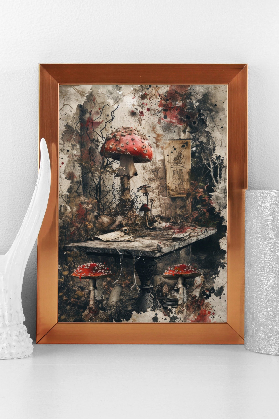 Fly Agaric Mushroom Gothic Still Life Print Dark Moody Wall Decor - Image 3