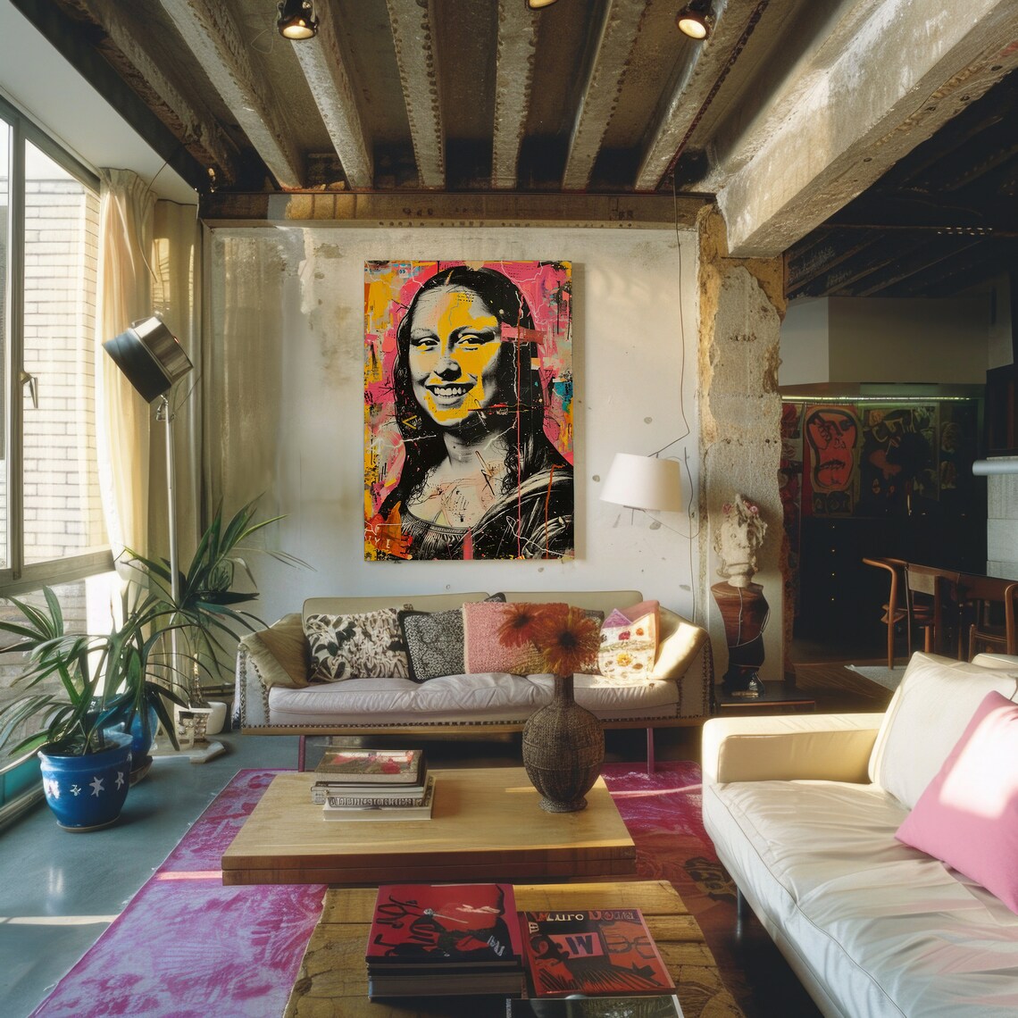 Happy Mona Lisa Smiling Street Art Graffiti Pop Portrait Poster - Image 4