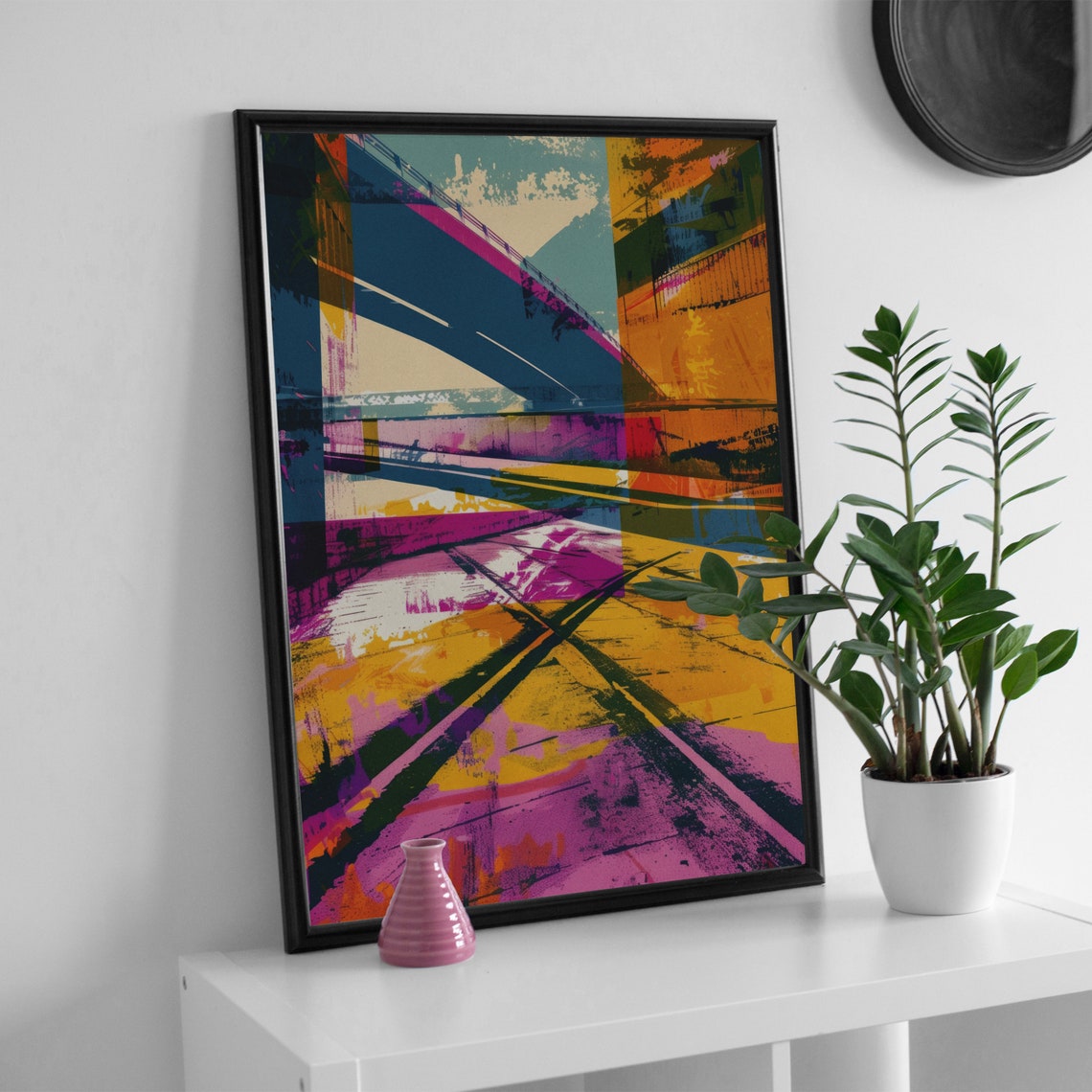 Los Angeles River Bridge Colorful Pop Art Urban Abstract Poster - Image 3