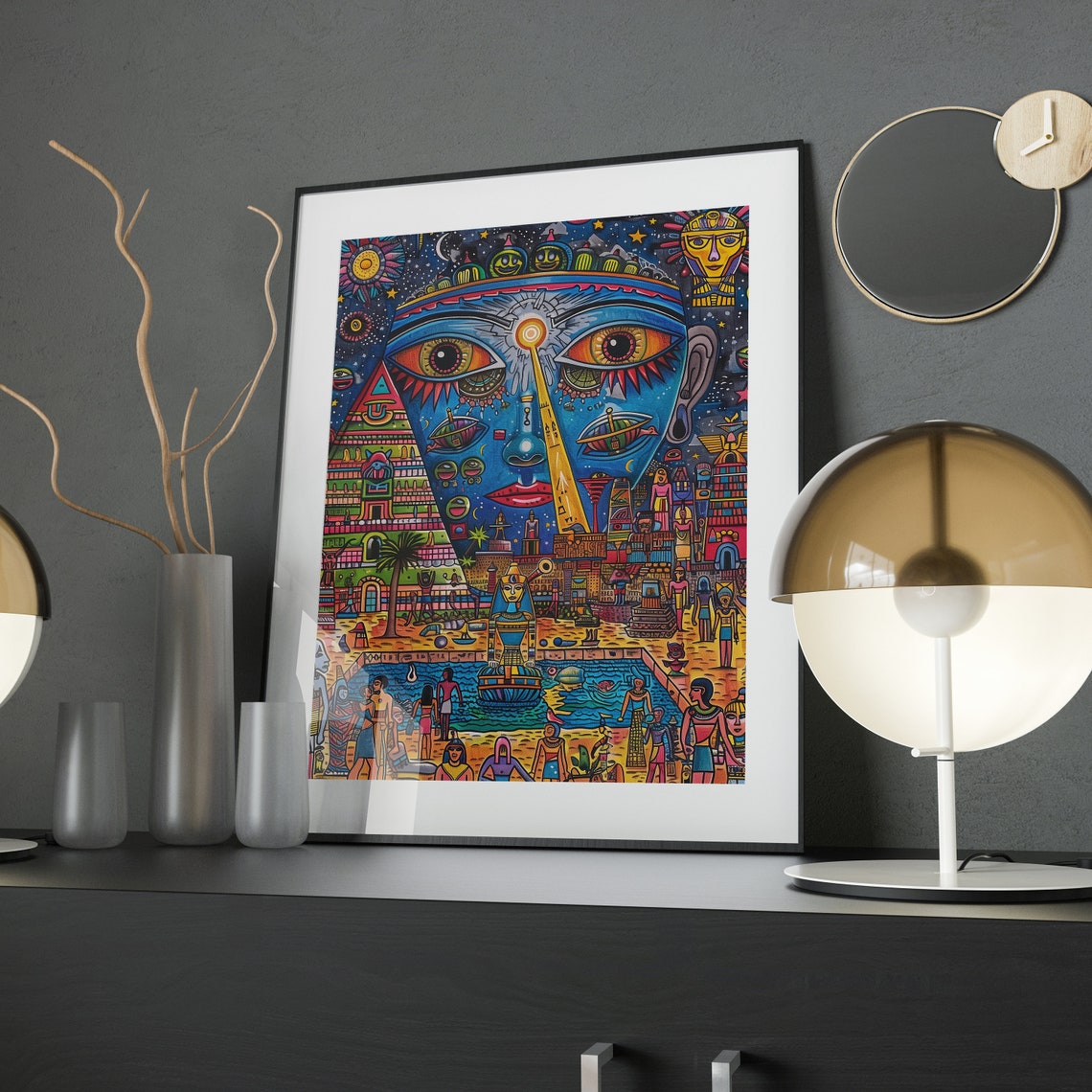 Ancient Egypt Maximalist Surreal Illustration Colorful Print - Image 4