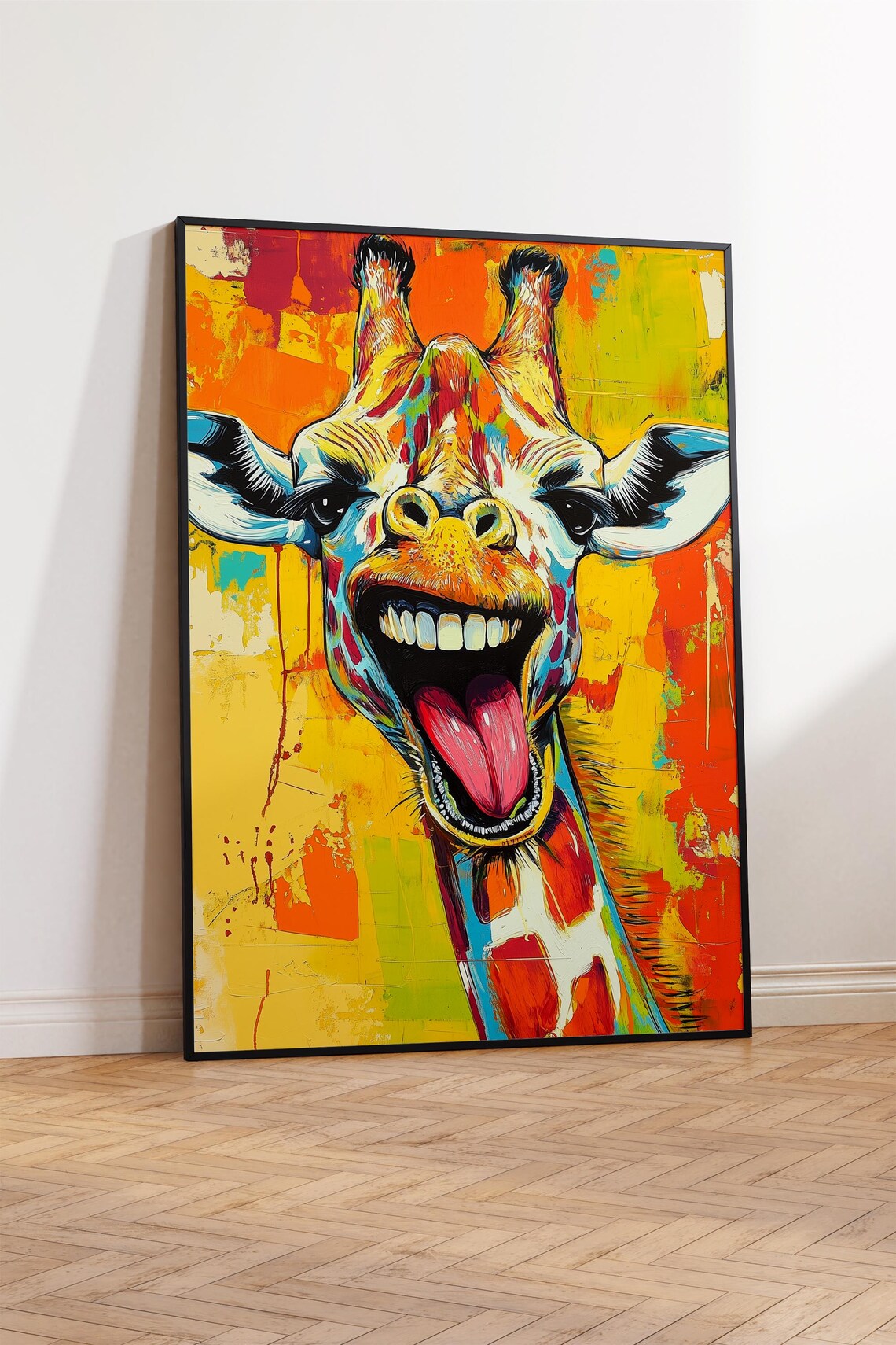 Funky Giraffe Pop Art Poster, Whimsical Animal Portrait - Image 3