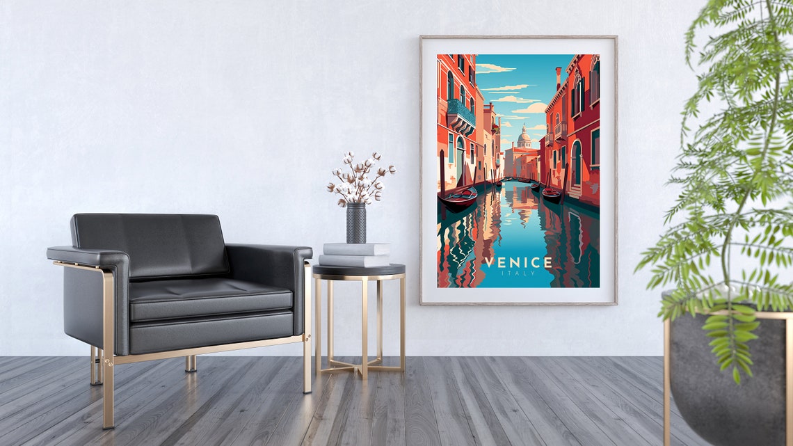 Venice Grand Canal Gondola Vibrant Waterfront Scenic Travel Poster - Image 2