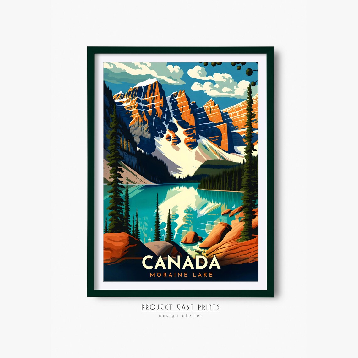 Canada Retro Travel Poster, Moraine Lake Art Print
