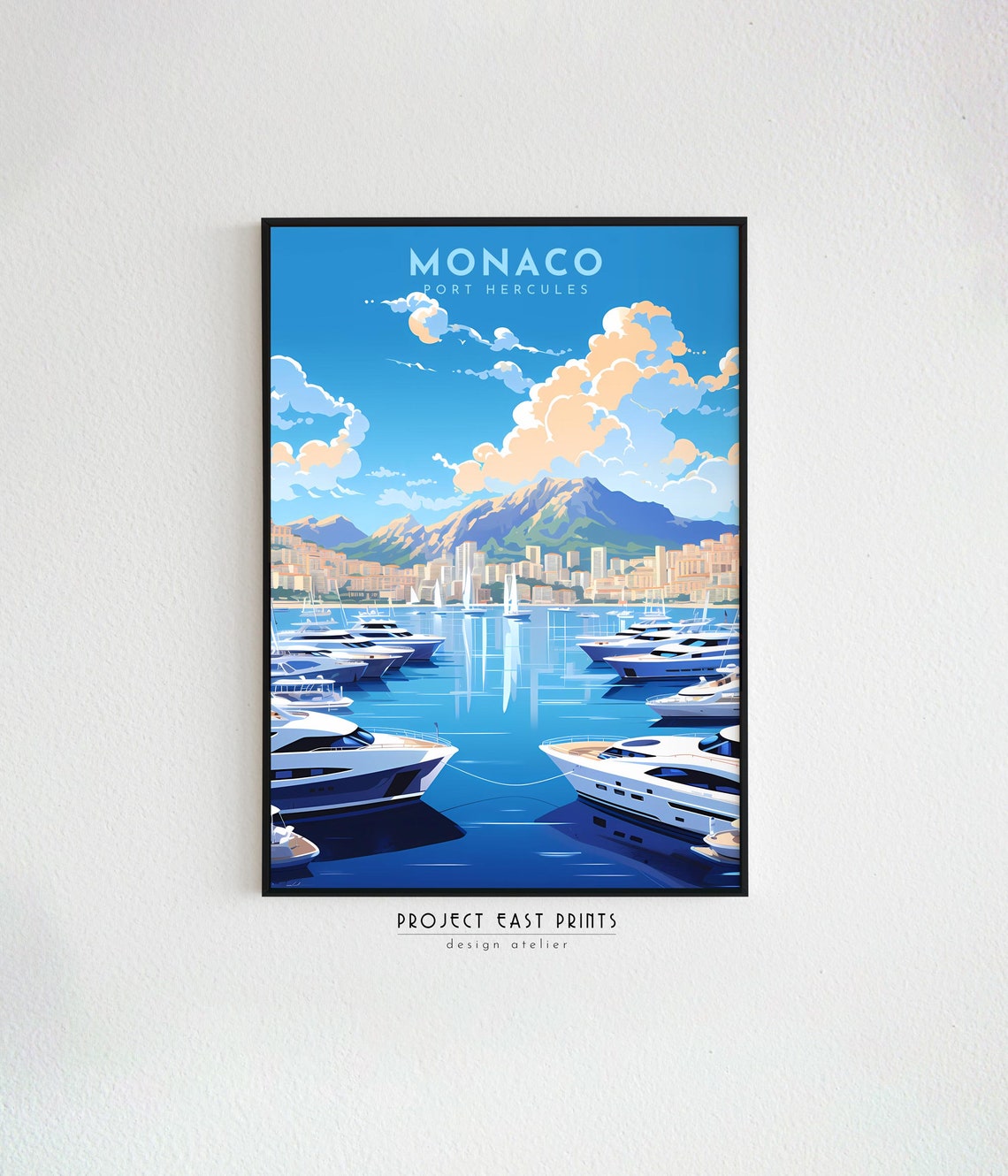 Monaco Port Hercules Yacht Harbour Riviera Luxury Travel Poster - Image 2