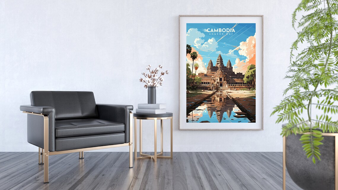 Cambodia Retro Travel Poster, Asia Travel Poster - Image 2
