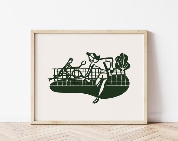 Vintage Tennis Print Vintage Tennis Wall Decor Tennis Ball Art Print Retro Tennis Poster Retro Sports Poster Pickleball Art Print