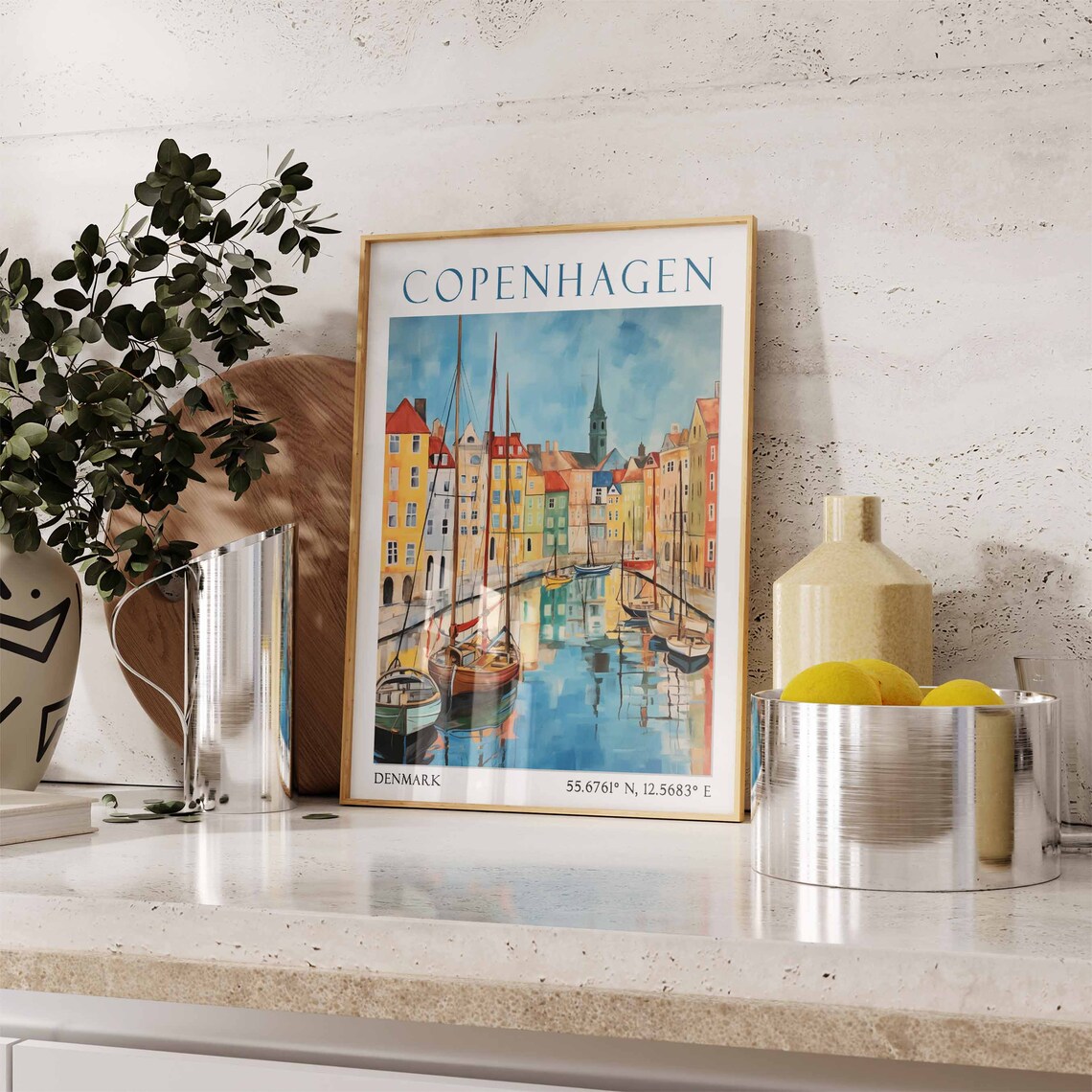 Copenhagen Canal with Colorful Houses and Moored Boats Poster Art - Image 3