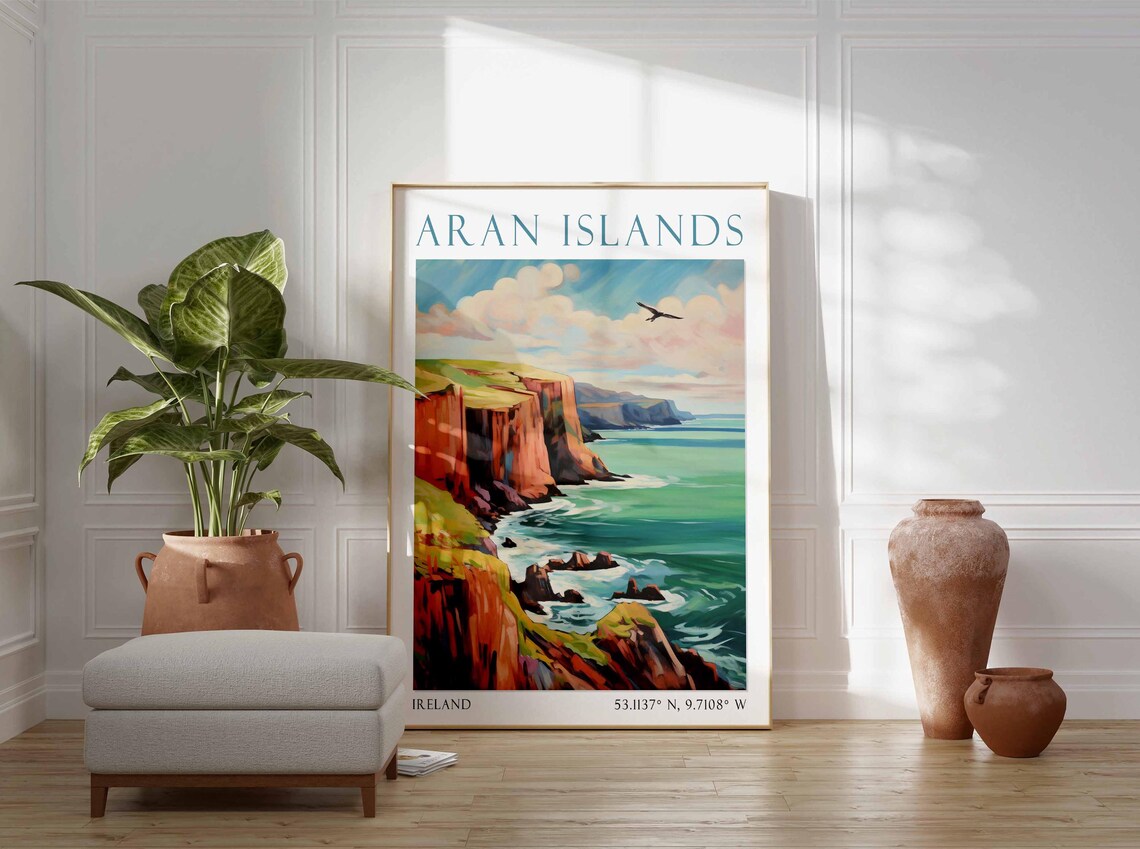 Aran Islands Ireland Rugged Sea Cliffs Coastal Travel Poster - Image 3