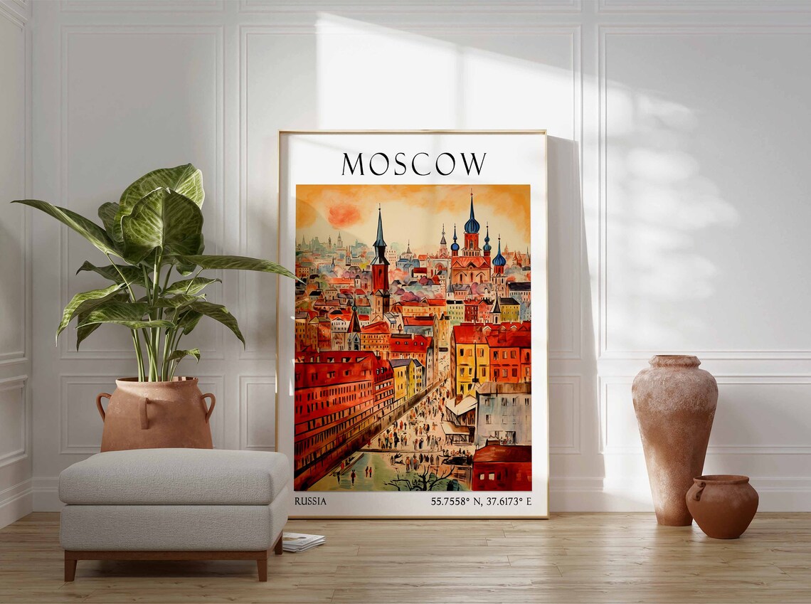 Moscow Russia Sunset Cityscape Onion Domes Skyline Travel Poster - Image 2