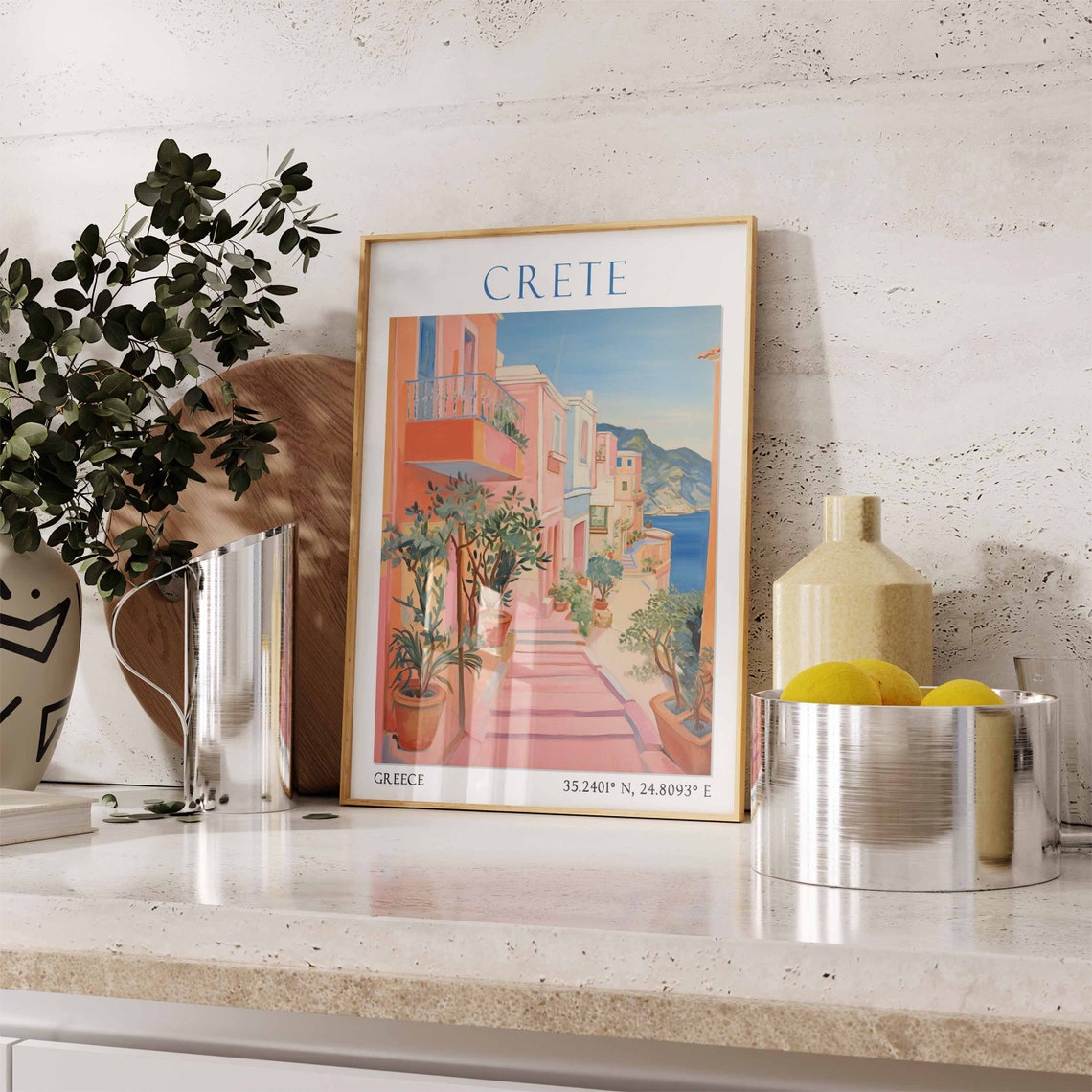 Crete Travel Print Crete Travel Poster Greece Wall Art Greek Island Travel Decor Vintage Decor Travel Gift Landscape Wall Art - Image 3