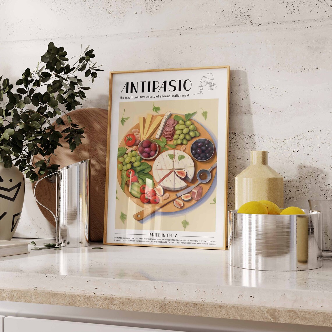Italian Antipasto Charcuterie Board Overhead Flat Lay Food Poster - Image 3