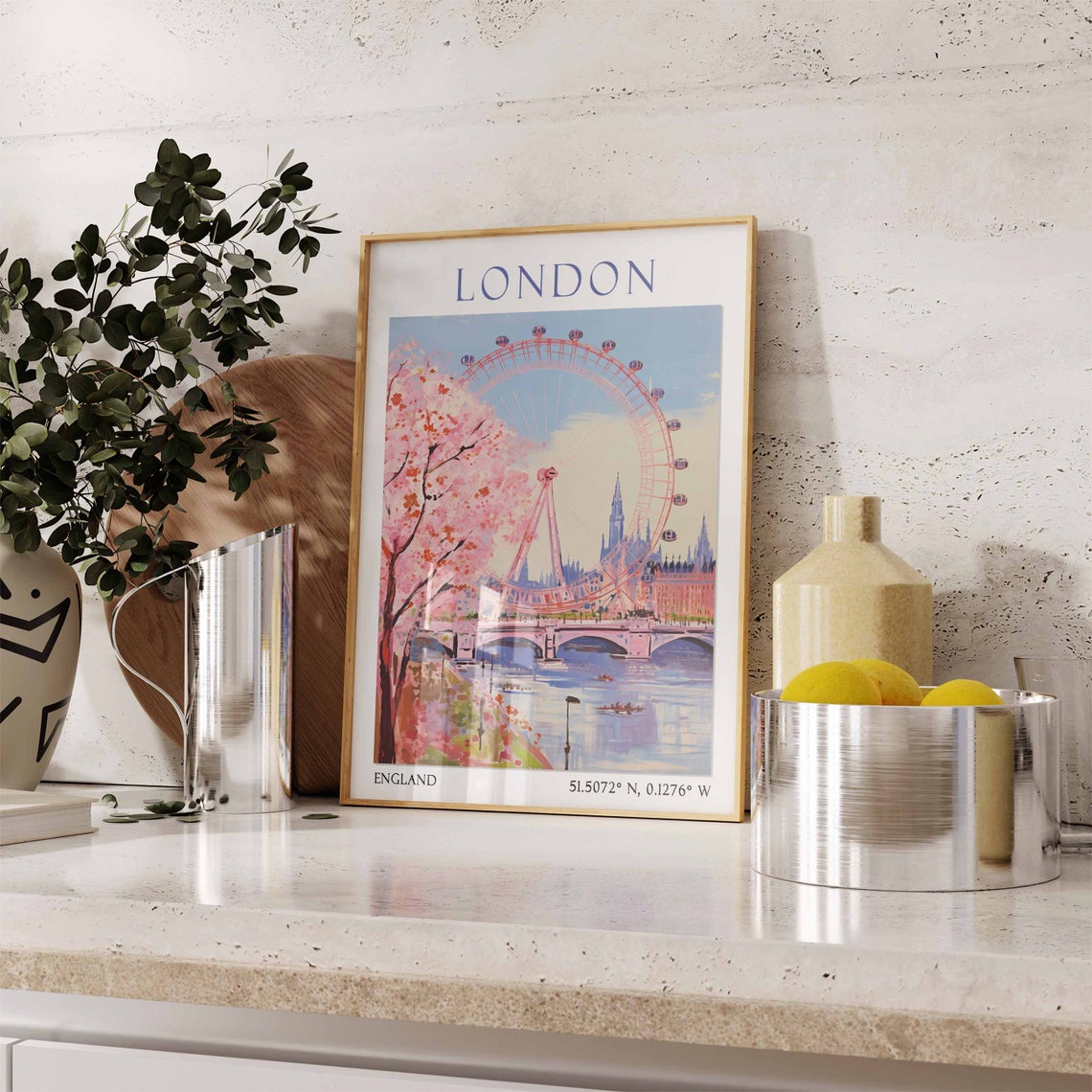 London Travel Print London Travel Poster United Kingdom Wall Art London Travel Gift Vintage Travel Decor British Wall Decor - Image 3