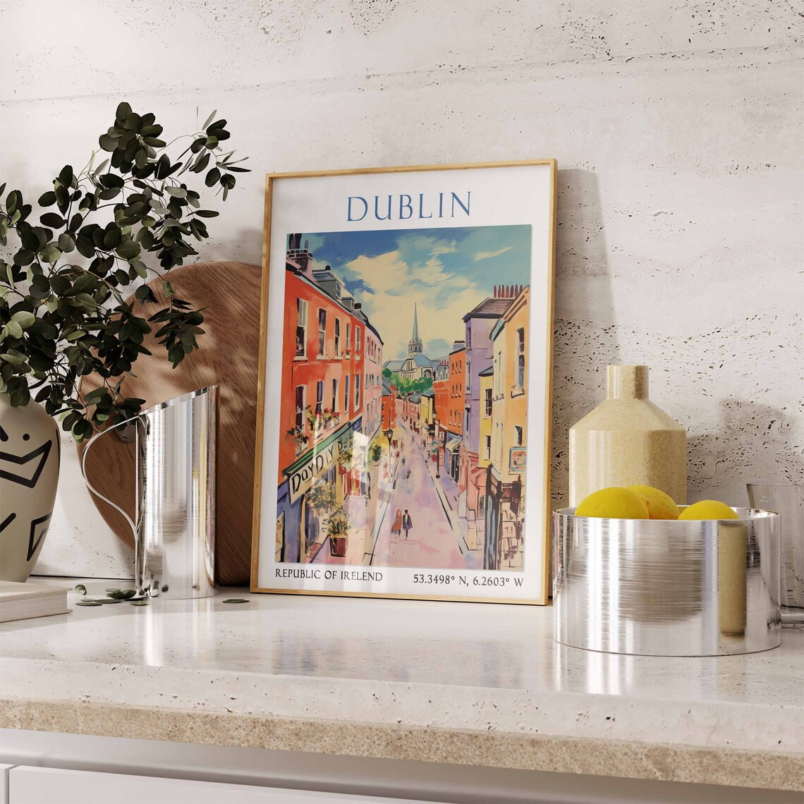 Dublin Colorful Shop Street with Church Spire Ireland Poster Art - Image 3