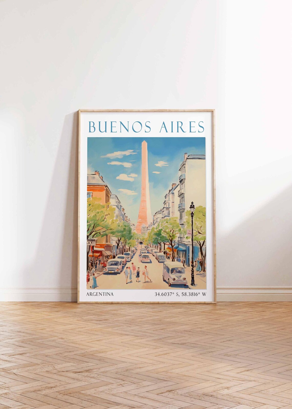Buenos Aires Obelisco Avenue Vintage Cars Argentina Street Poster - Image 4
