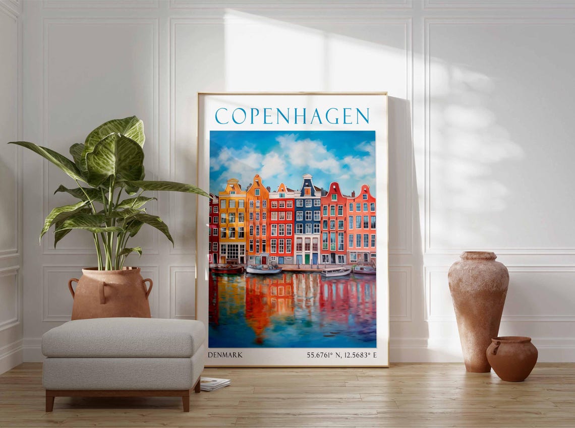 Copenhagen Travel Print Copenhagen Travel Poster Denmark Wall Art Scandinavian Travel Decor Copenhagen Travel Gift Vintage Travel Decor - Image 2