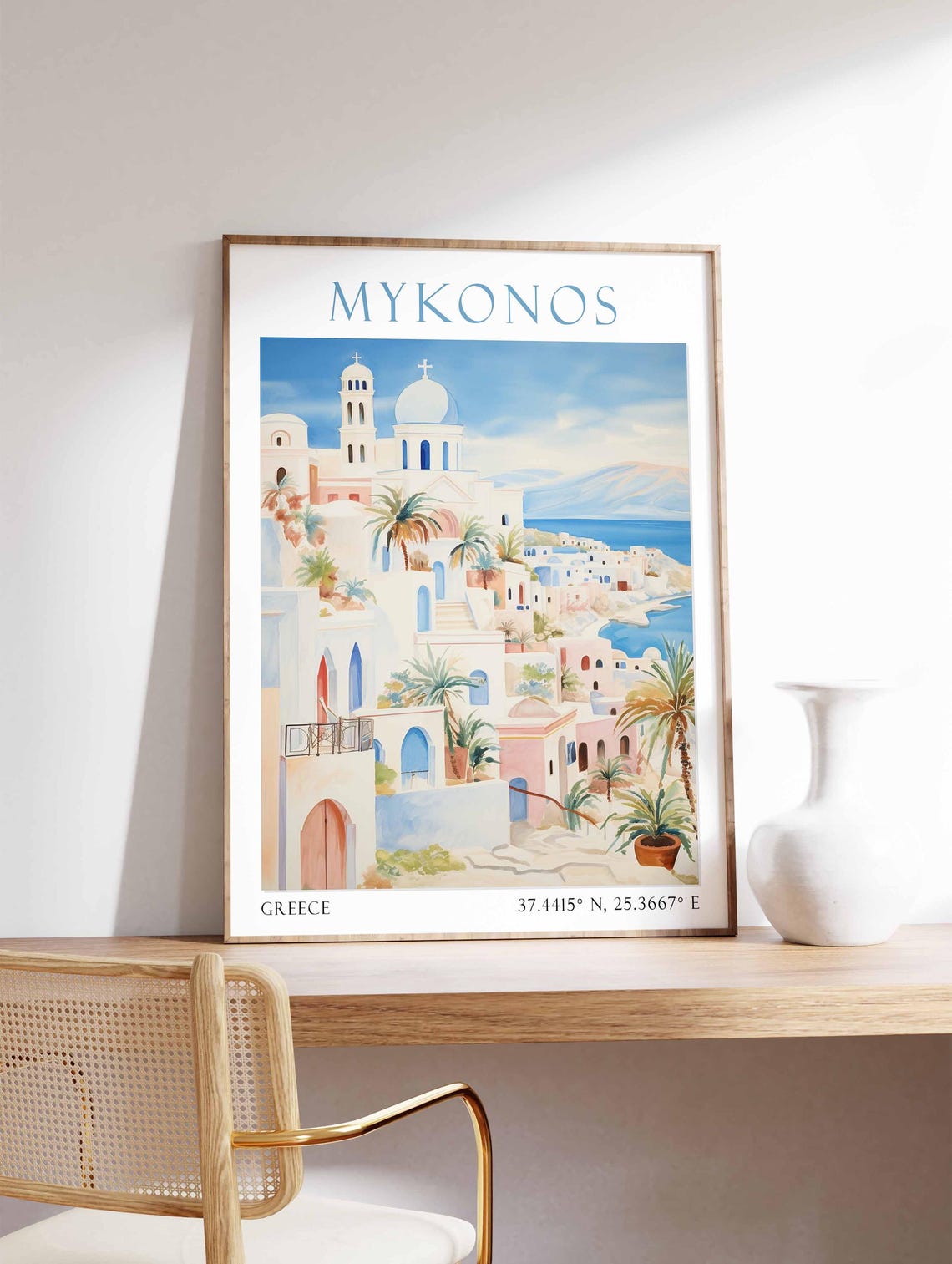 Mykonos Travel Print Mykonos Travel Poster Greece Wall Art Greek Travel Decor Mykonos Island Landscape Print Mykonos Travel Gift - Image 4