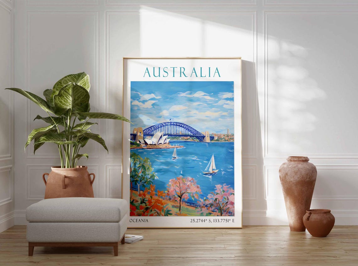 Sydney Harbour Bridge Opera House Sailboats Australia Poster - Image 3