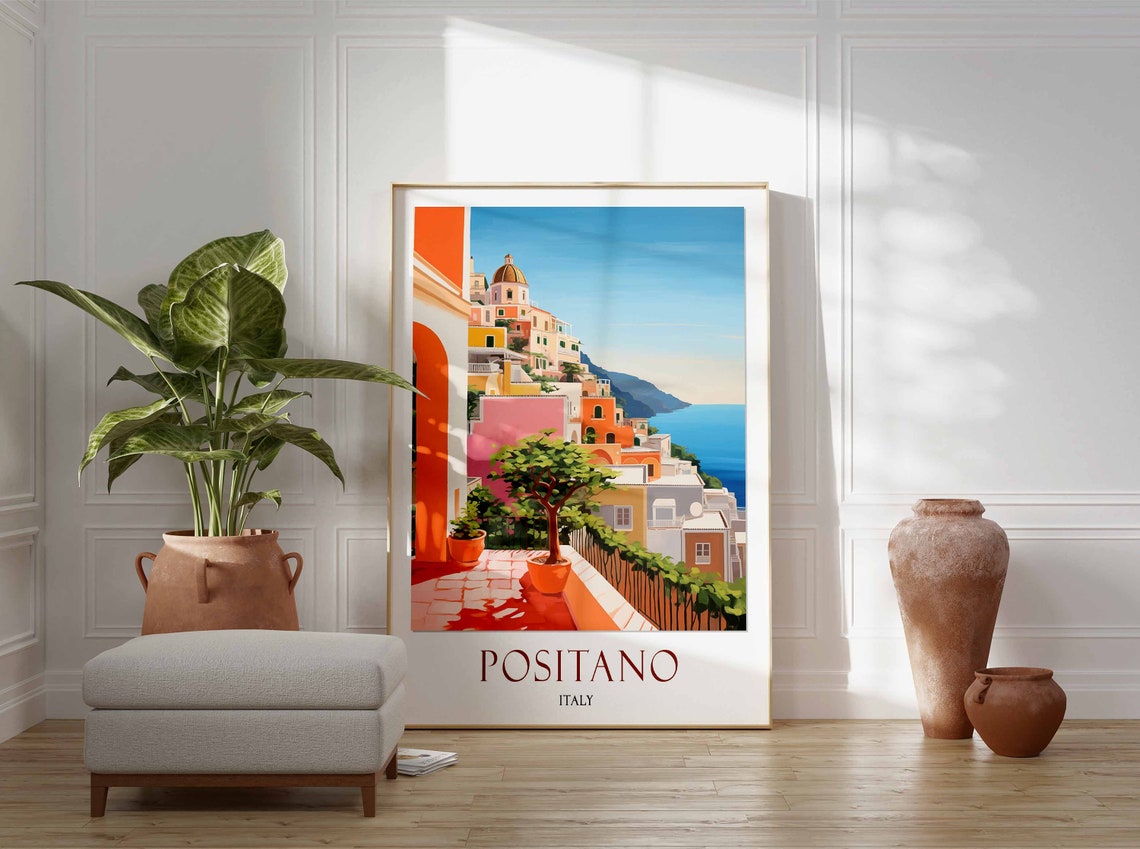 Positano Travel Print Positano Travel Poster Italy Travel Decor Travel Gift Positano Art Print Landscape Print Italian Wall Art - Image 2