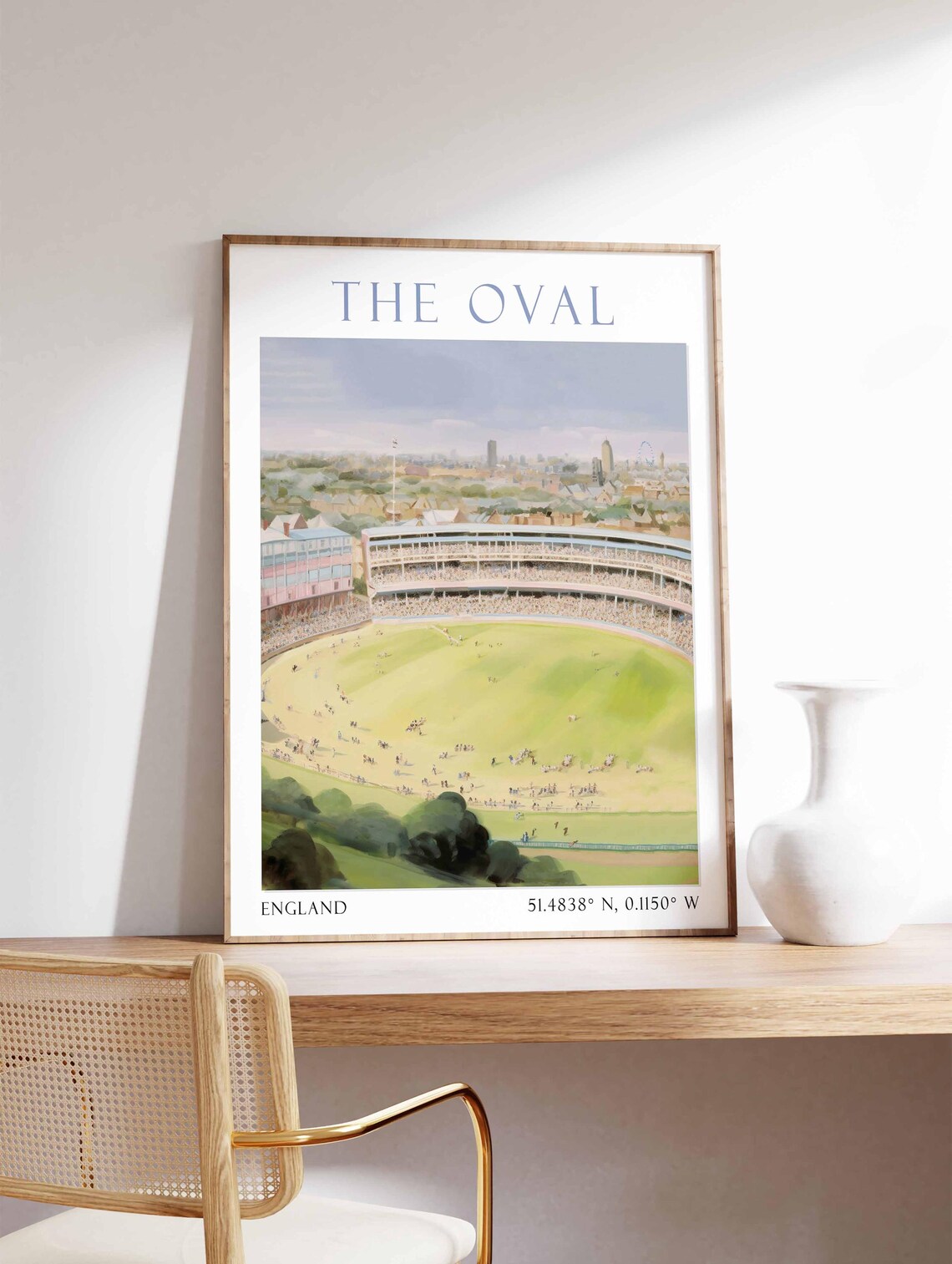 The Oval Cricket Stadium London Match Watercolor Sports Poster - Image 4