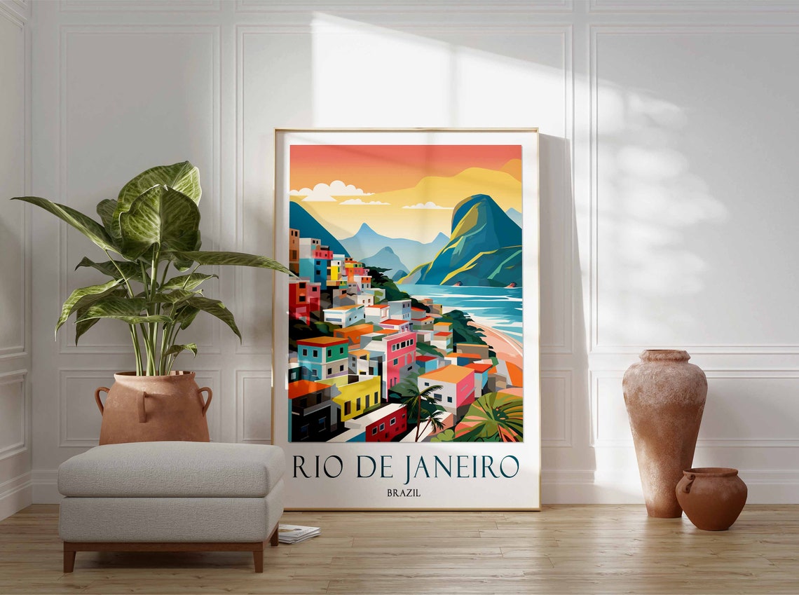 Rio De Janeiro Travel Print Rio De Janeiro Travel Poster Brazil Wall Art Brazil Travel Decor Landscape Print Travel Gift Vintage Art - Image 2