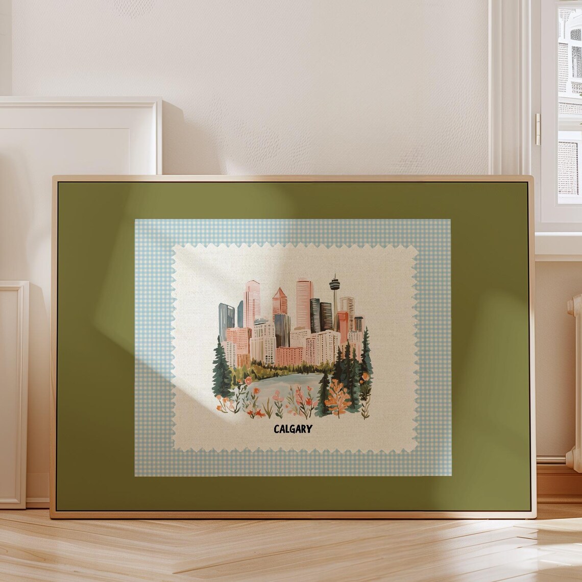 Calgary Canada Skyline Tower Watercolor Travel Illustration Poster