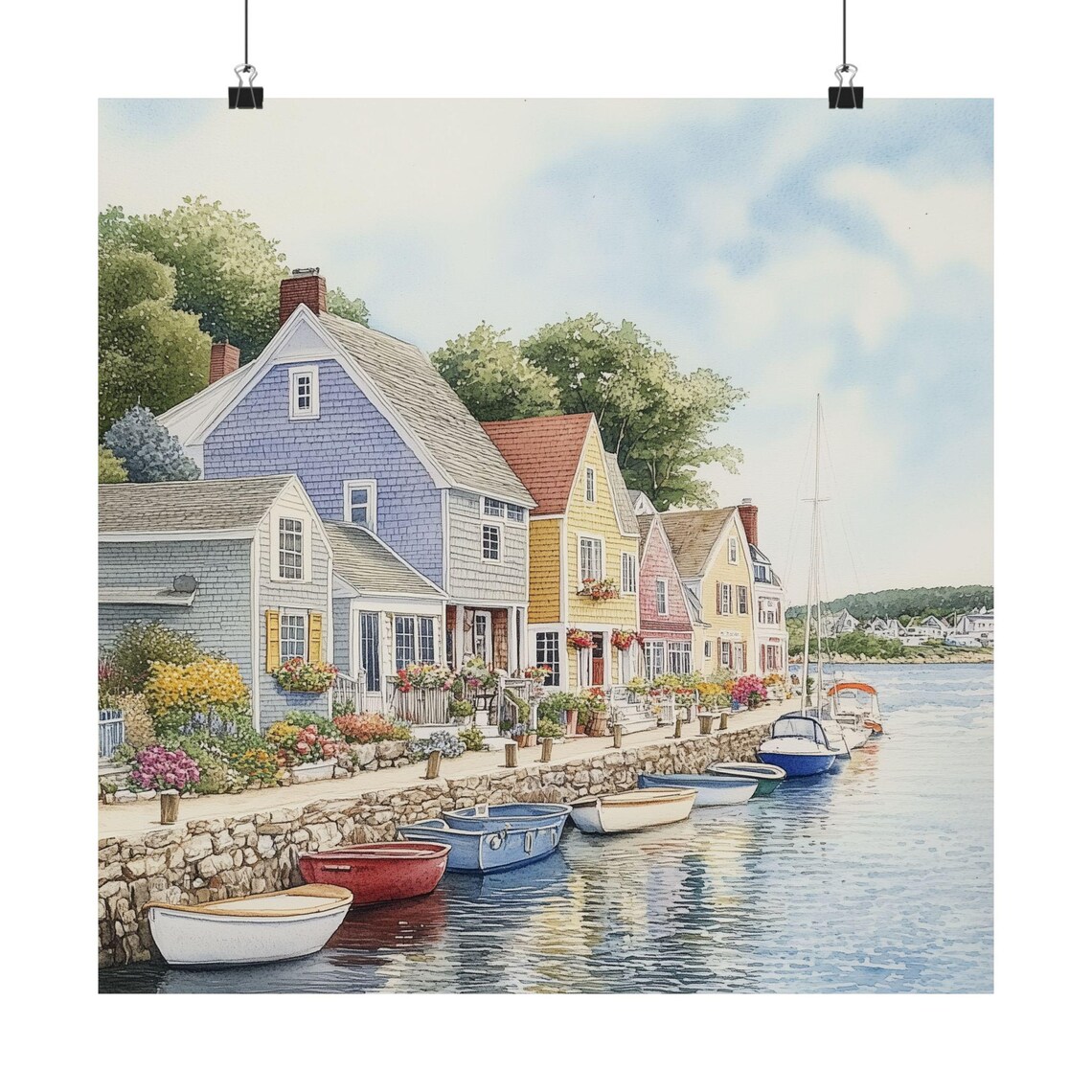 Kennebunkport Maine Watercolor Travel Poster