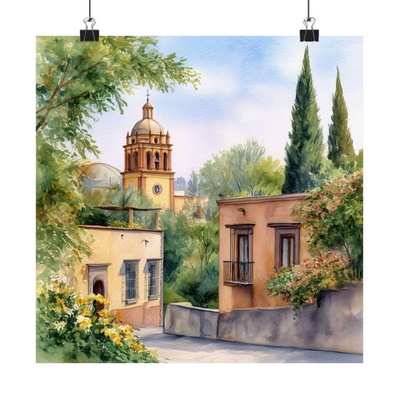San Miguel De Allende Watercolor Print Mexico Travel Poster