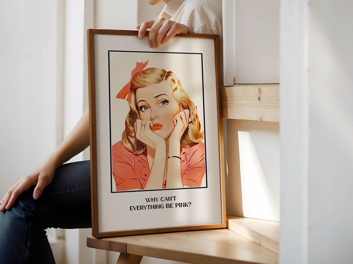 Why Can't Everything Be Pink Retro Pin Up Girl Bathroom Poster - Image 3