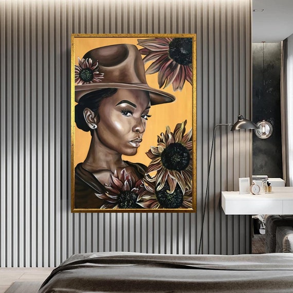 Woman With Yellow Blue Butterfly Print Abstract Woman Print Fashion Print Woman Art Poster Ready To Hang Print