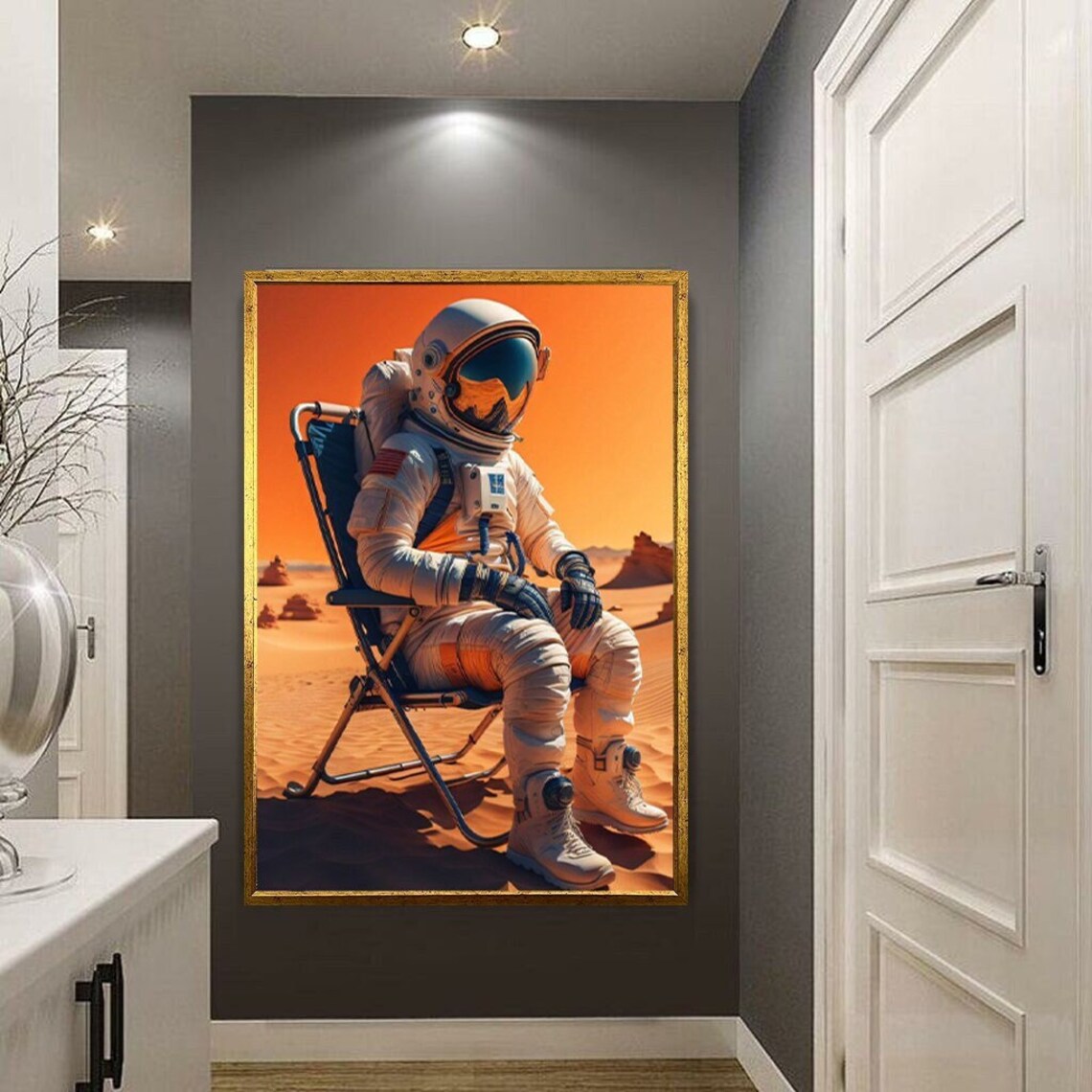 Astronaut Drinking Beer, Space Decor Art Print