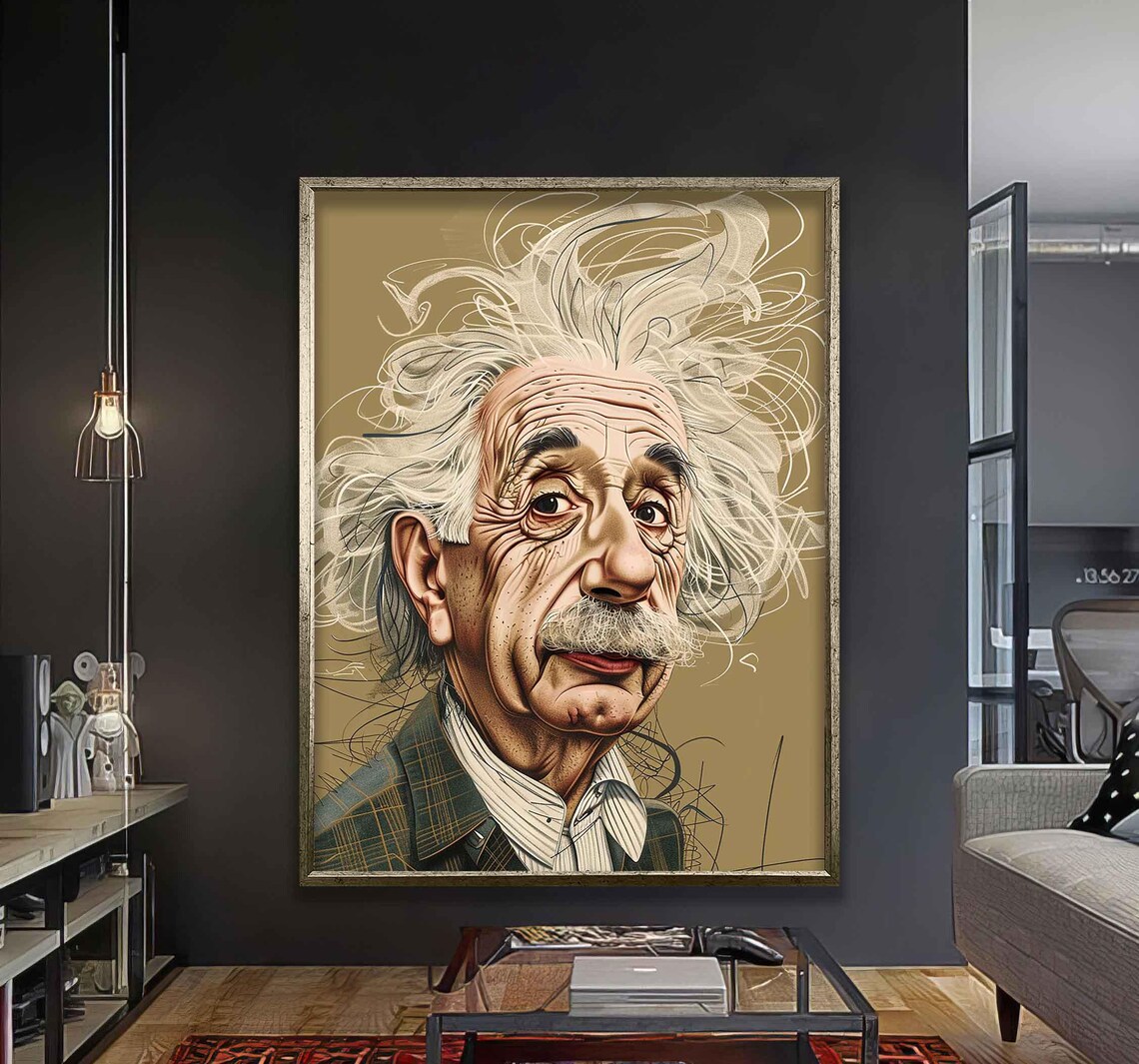 Albert Einstein Caricature, Quirky Science Lovers
