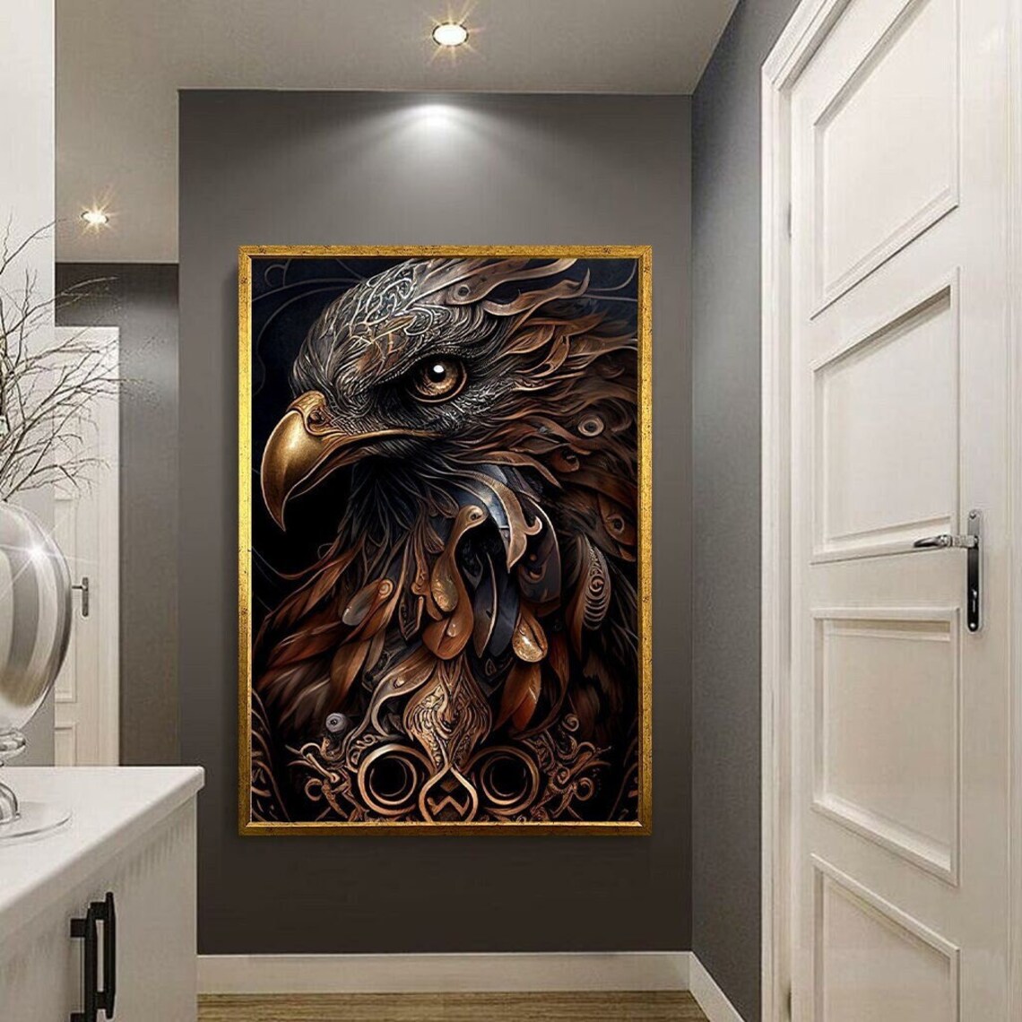 Eagle Head Ornate Steampunk Style Fierce Bird Of Prey Art Poster