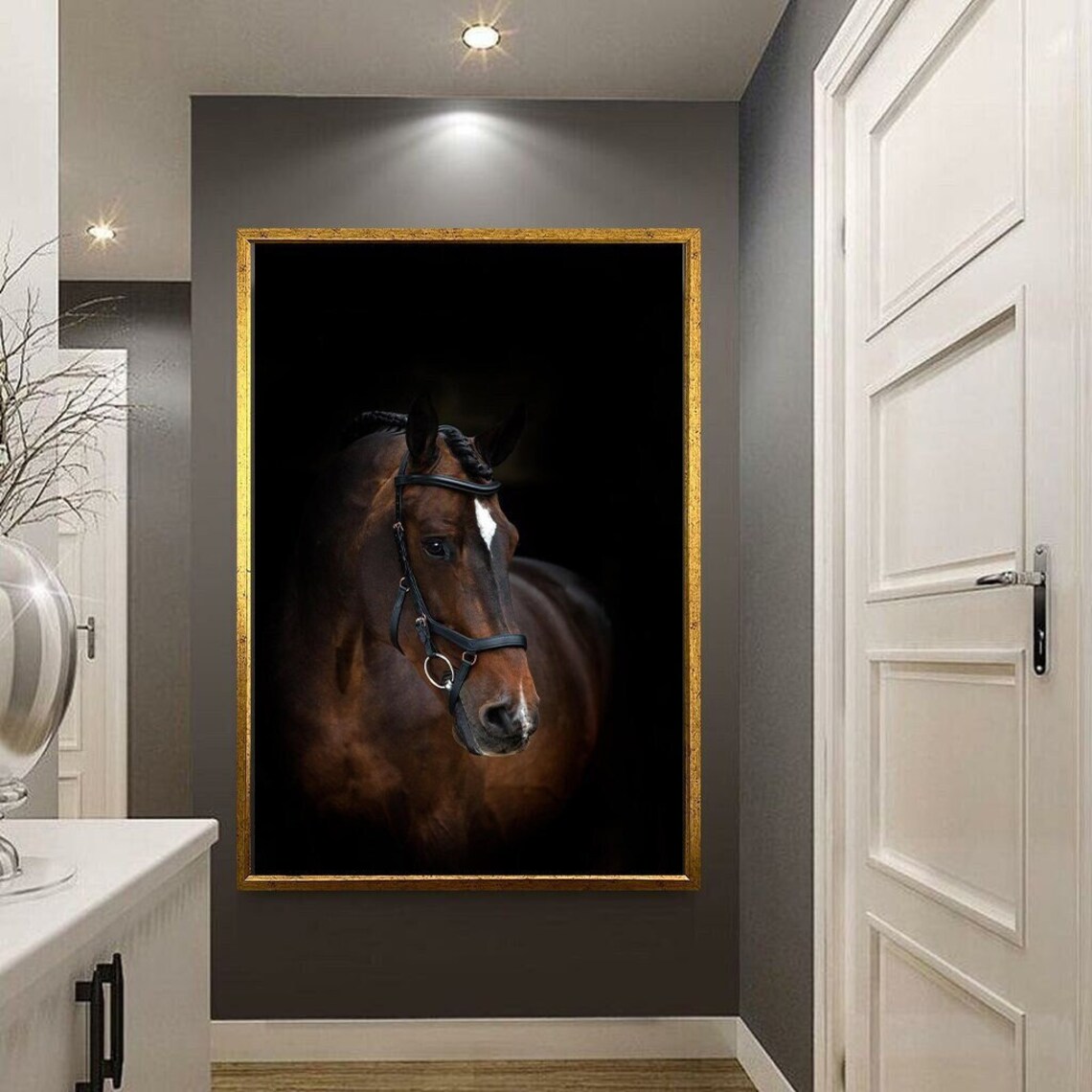 Brown Horse Print Prancing Horse Wall Art Race Horse Painting Horse Portrait Print Ready To Hang