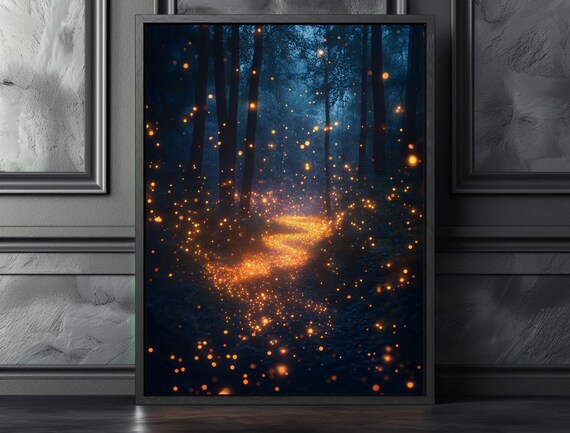 Magical Forest Art Print, Moody Botanical Landscape