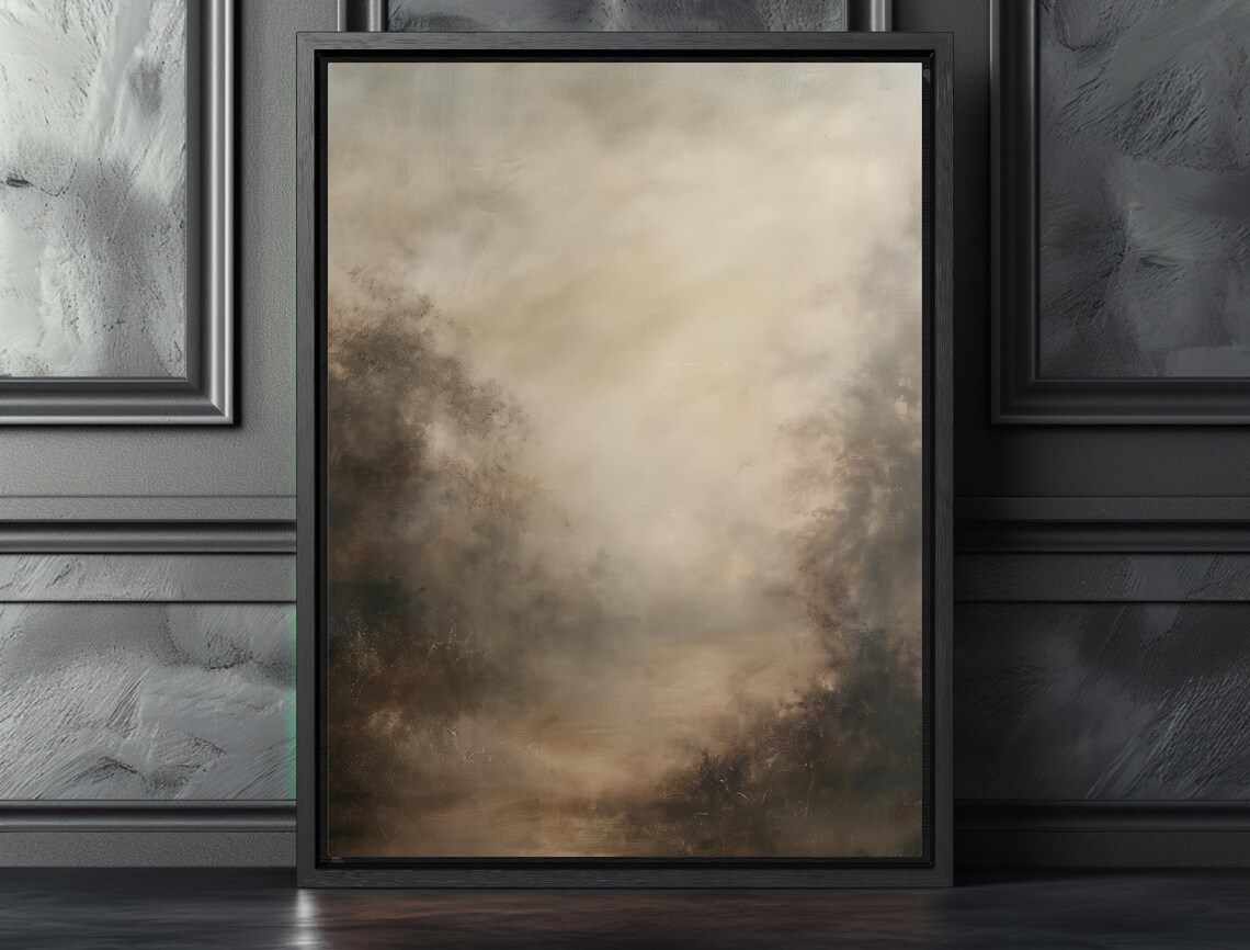 Vintage Moody Landscape Art Print, Living Room Decor