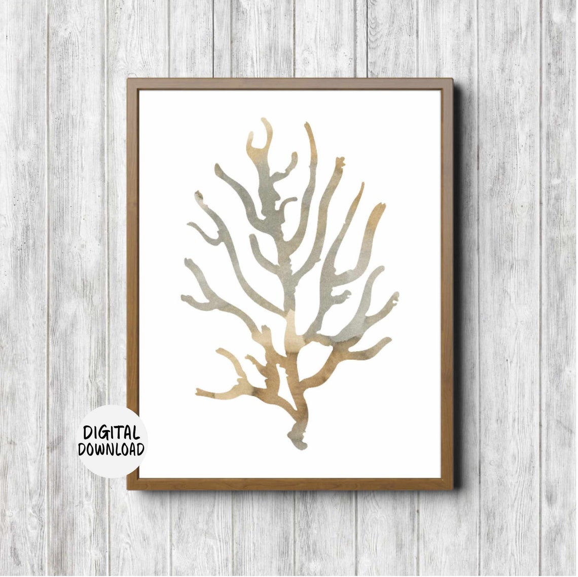 Neutral Watercolor Sea Coral Branch Coastal Wall Decor Poster
