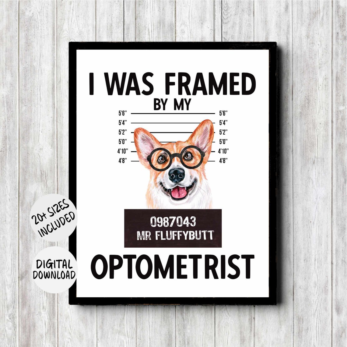 I Was Framed By My Optometrist Corgi Dog Glasses Mugshot Poster - Image 2