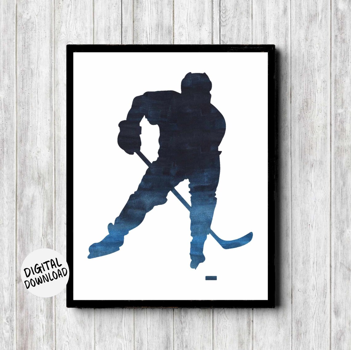 Ice Hockey Silhouette Art Print, Teen Room Decor