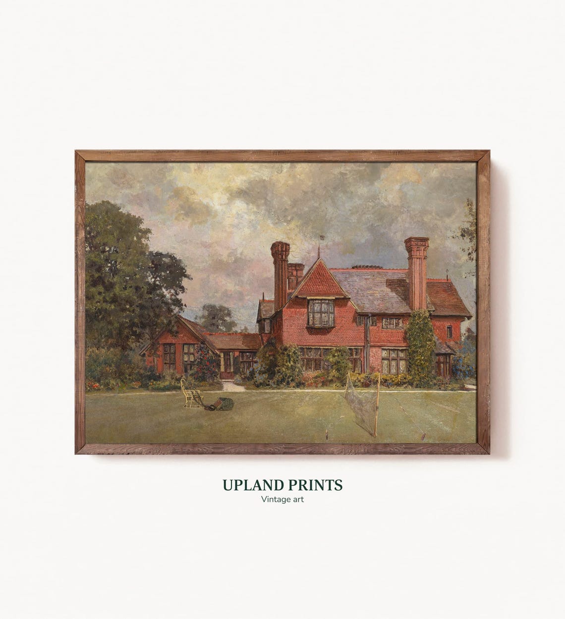 Vintage English Country House Painting English Garden Wall Art British Gift British Art Print Victorian Wall Decor England Painting 007