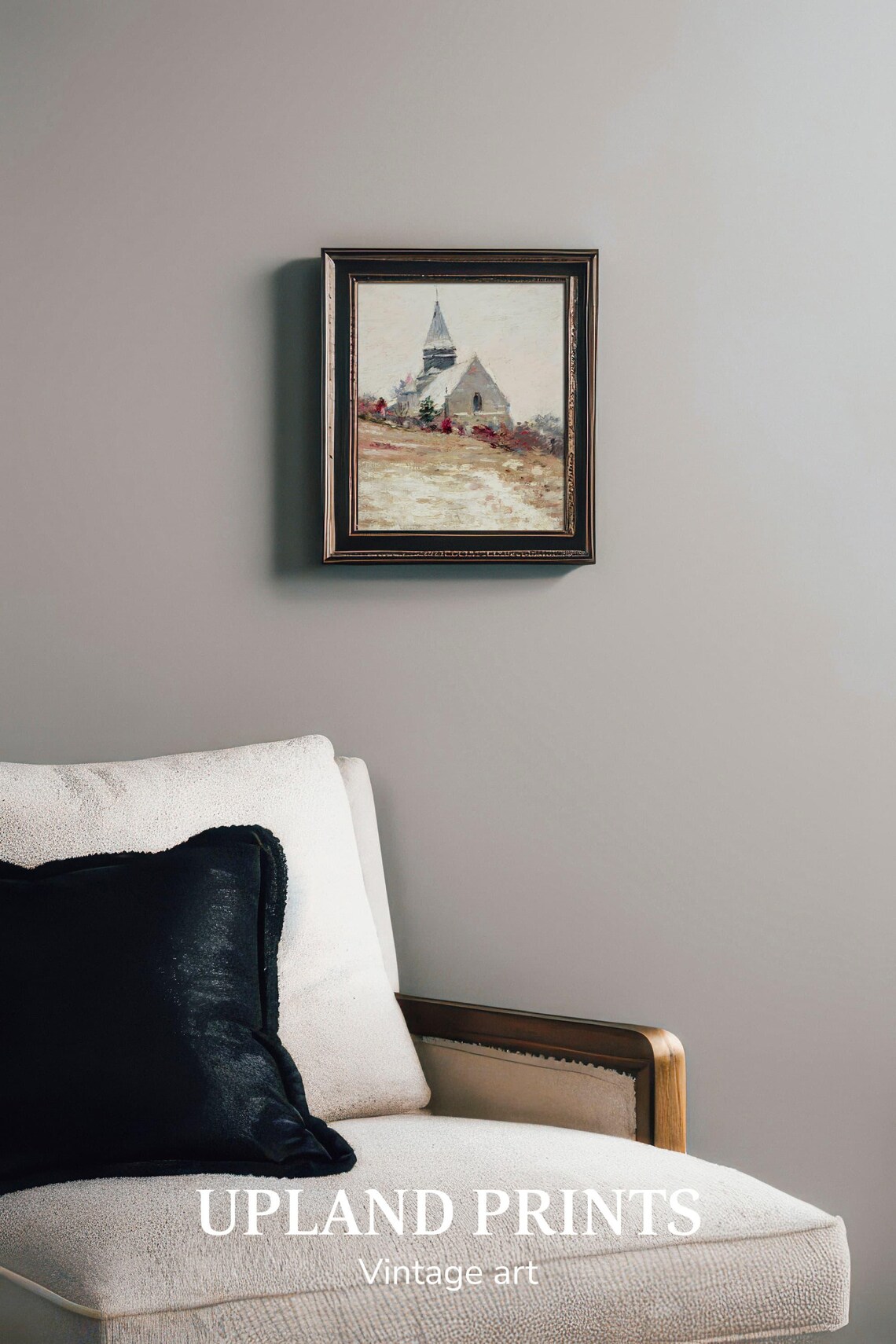 Snowy Country Church With Tall Stone Steeple Winter Landscape Poster - Image 3