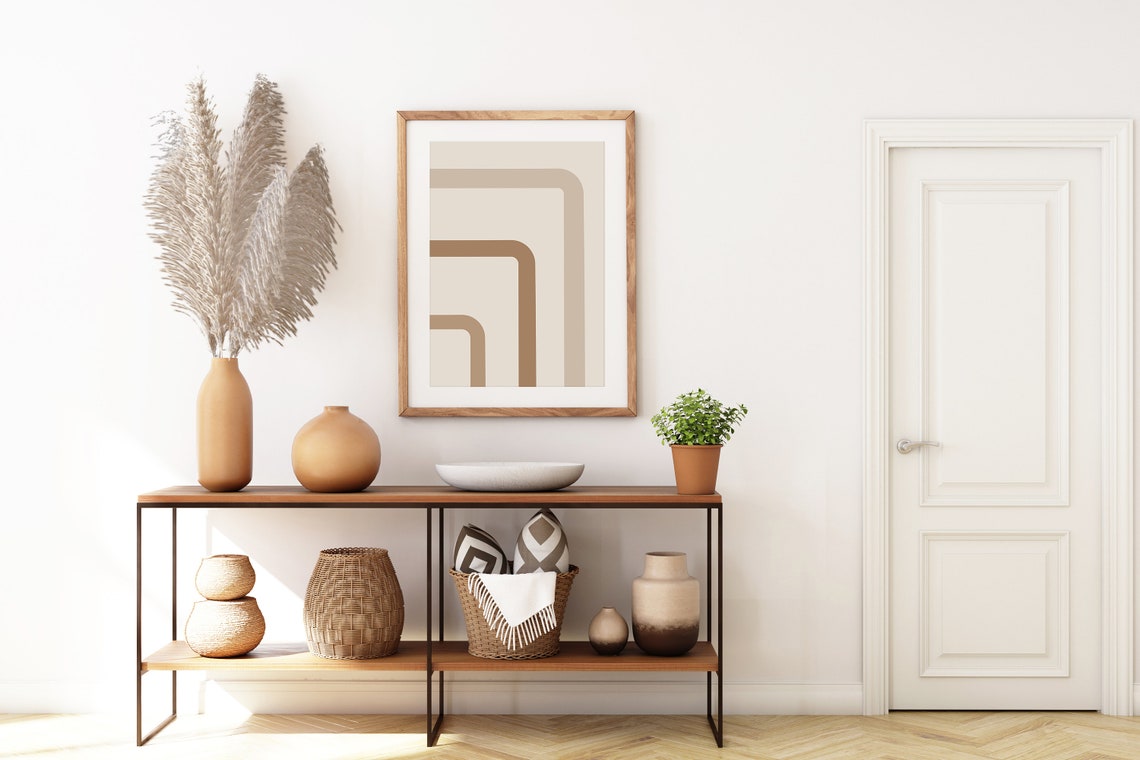 Neutral Geometric Corner Lines Minimalist Beige Abstract Poster - Image 7