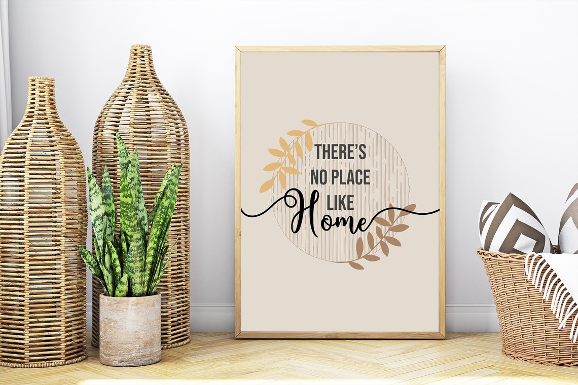There Is No Place Like Home Botanical Quote Typography Poster - Image 6